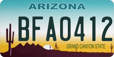 AZ license plate BFA0412