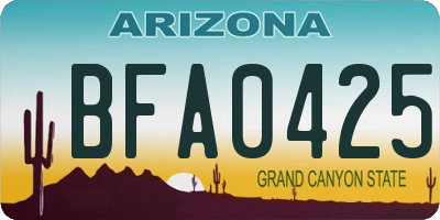 AZ license plate BFA0425