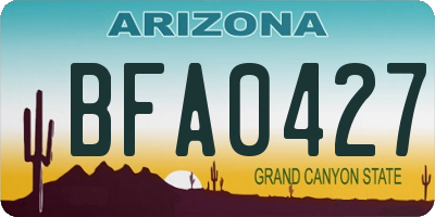 AZ license plate BFA0427