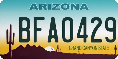 AZ license plate BFA0429