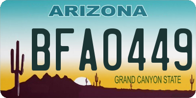 AZ license plate BFA0449
