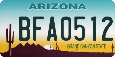 AZ license plate BFA0512