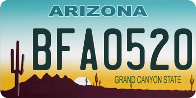 AZ license plate BFA0520
