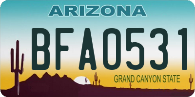 AZ license plate BFA0531