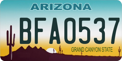 AZ license plate BFA0537
