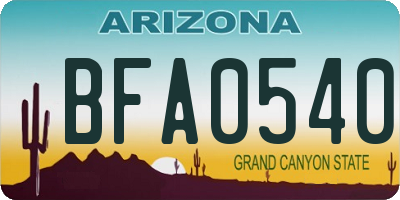 AZ license plate BFA0540