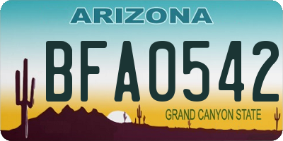 AZ license plate BFA0542
