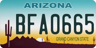 AZ license plate BFA0665