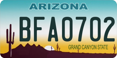 AZ license plate BFA0702