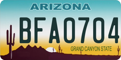 AZ license plate BFA0704