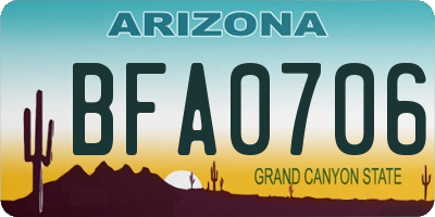 AZ license plate BFA0706