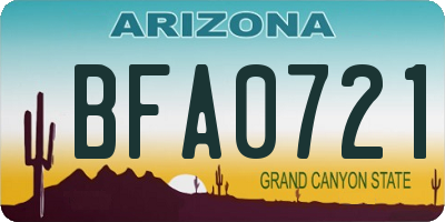 AZ license plate BFA0721