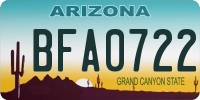 AZ license plate BFA0722