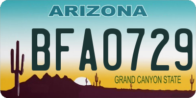 AZ license plate BFA0729