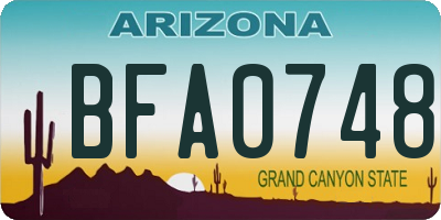 AZ license plate BFA0748