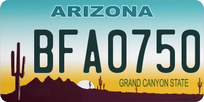 AZ license plate BFA0750