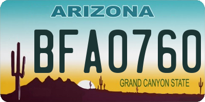 AZ license plate BFA0760