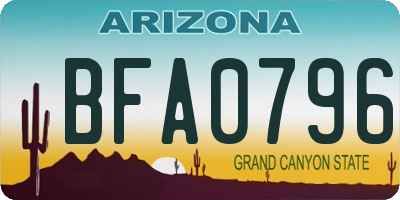 AZ license plate BFA0796