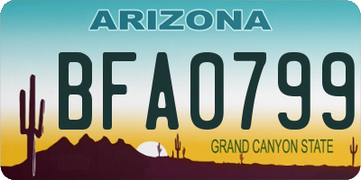 AZ license plate BFA0799