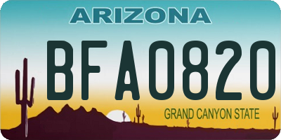 AZ license plate BFA0820