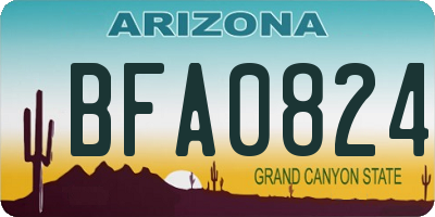 AZ license plate BFA0824