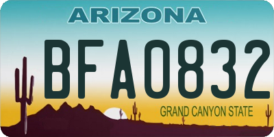AZ license plate BFA0832