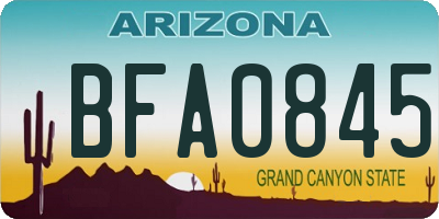 AZ license plate BFA0845
