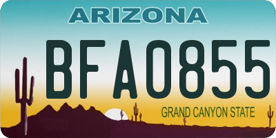 AZ license plate BFA0855