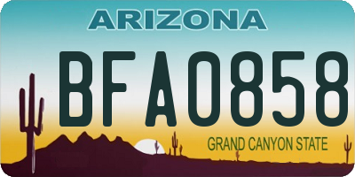 AZ license plate BFA0858