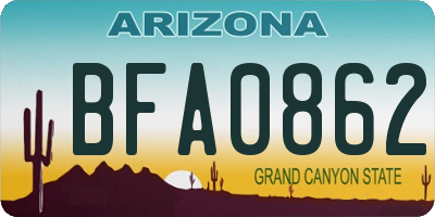 AZ license plate BFA0862
