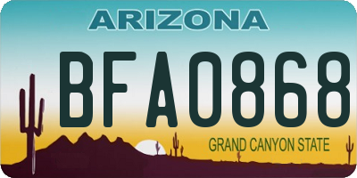 AZ license plate BFA0868