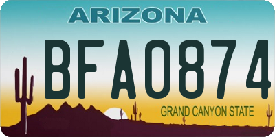 AZ license plate BFA0874