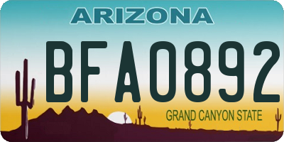 AZ license plate BFA0892