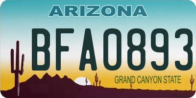 AZ license plate BFA0893