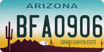 AZ license plate BFA0906