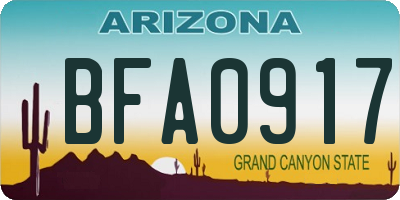 AZ license plate BFA0917