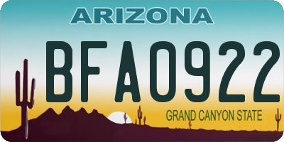 AZ license plate BFA0922