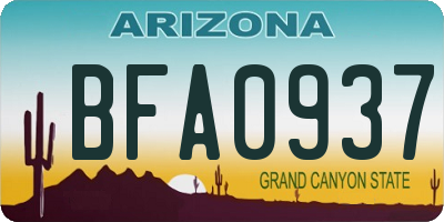 AZ license plate BFA0937