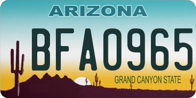 AZ license plate BFA0965