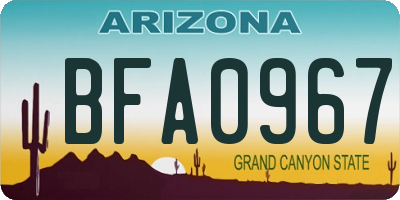 AZ license plate BFA0967