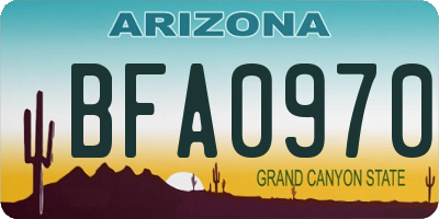 AZ license plate BFA0970