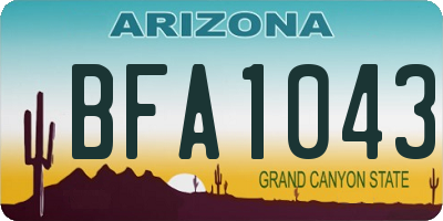AZ license plate BFA1043