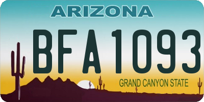 AZ license plate BFA1093