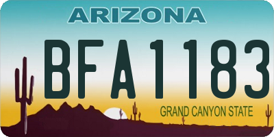 AZ license plate BFA1183