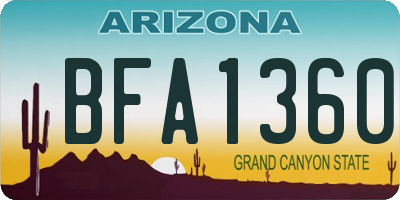 AZ license plate BFA1360