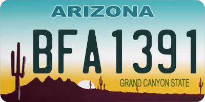 AZ license plate BFA1391