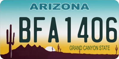 AZ license plate BFA1406