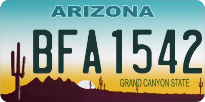 AZ license plate BFA1542