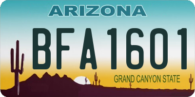 AZ license plate BFA1601