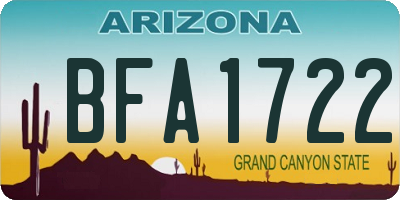 AZ license plate BFA1722